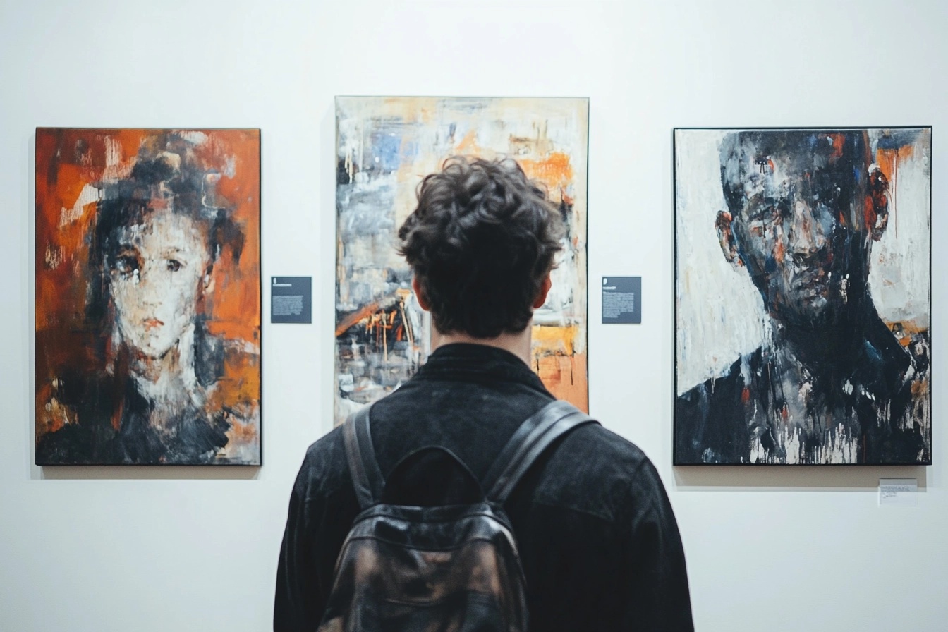 at an art gallery viewing paintings